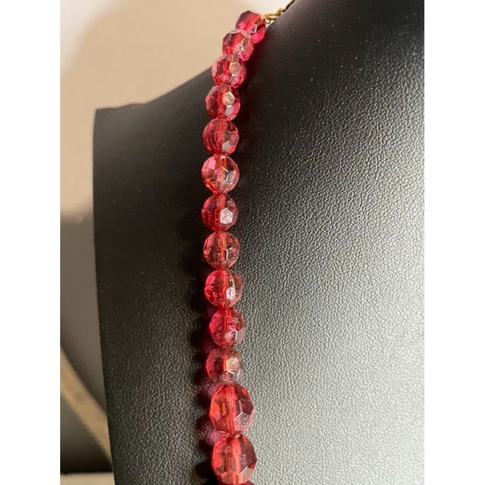 Red Plunder Beaded Layered Statement Necklace Len… - image 3